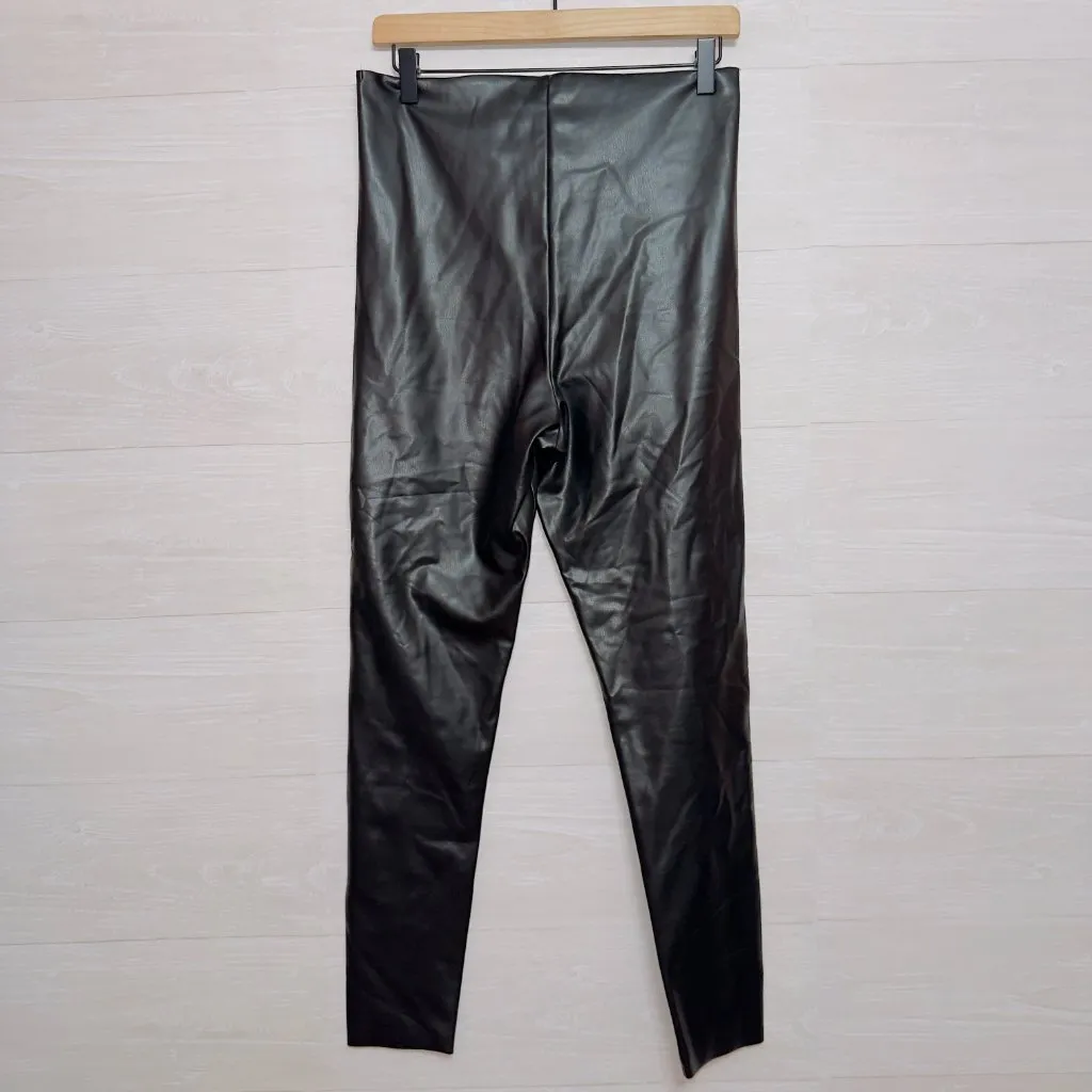 Joie Women's Size Large Black Faux Leather Pull On High Waisted Skinny Pants - Image 6
