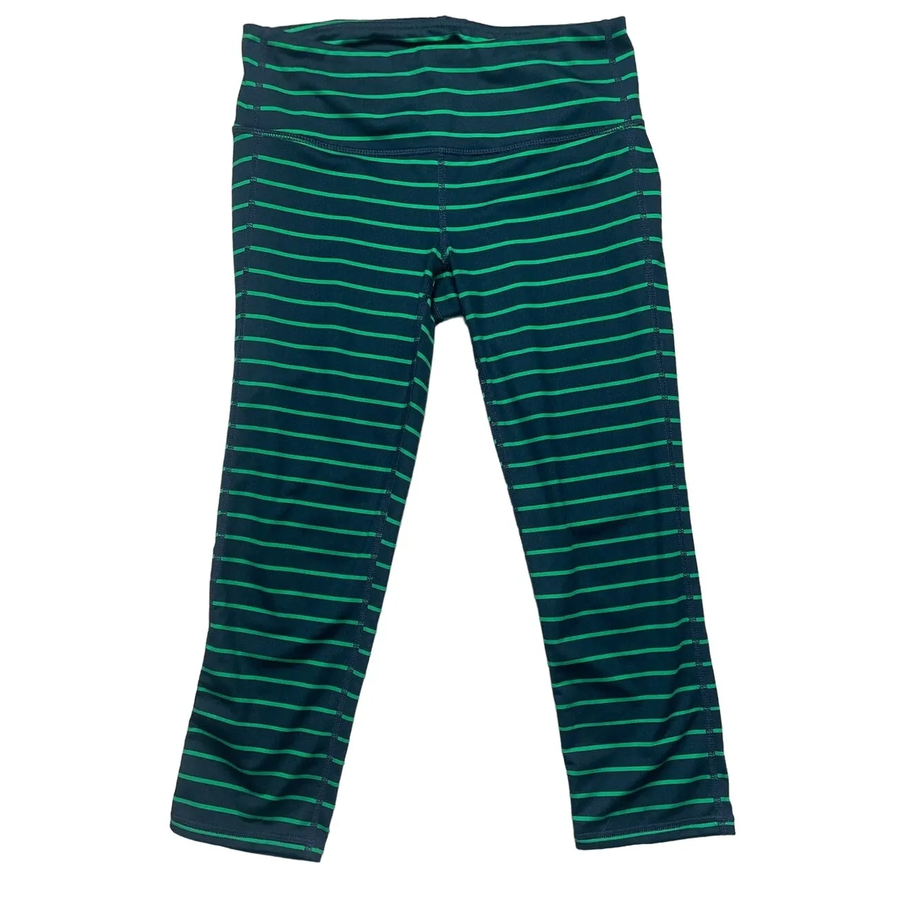 ATHLETA Chaturanga Blue & Green Stripe Cropped Fit Crop Leggings Size Small‎ - Image 3