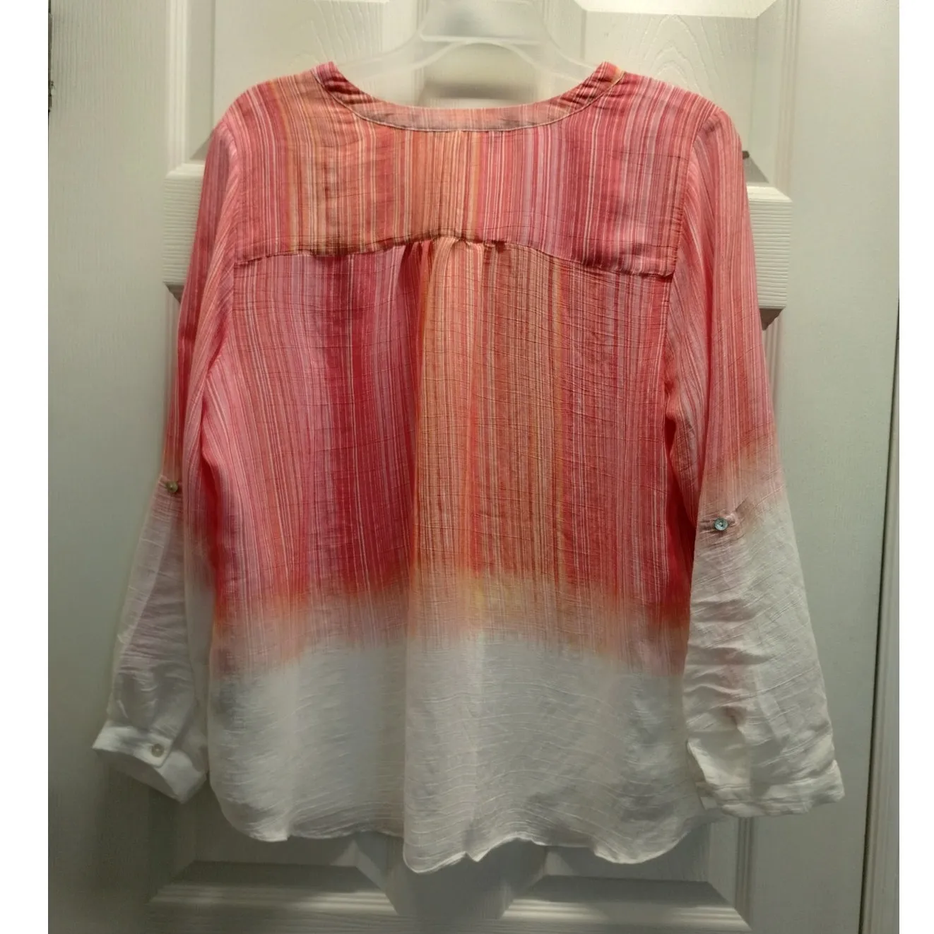 Zac & Rachel Size 1X Orange Pink Ombre Striped Button - Image 3