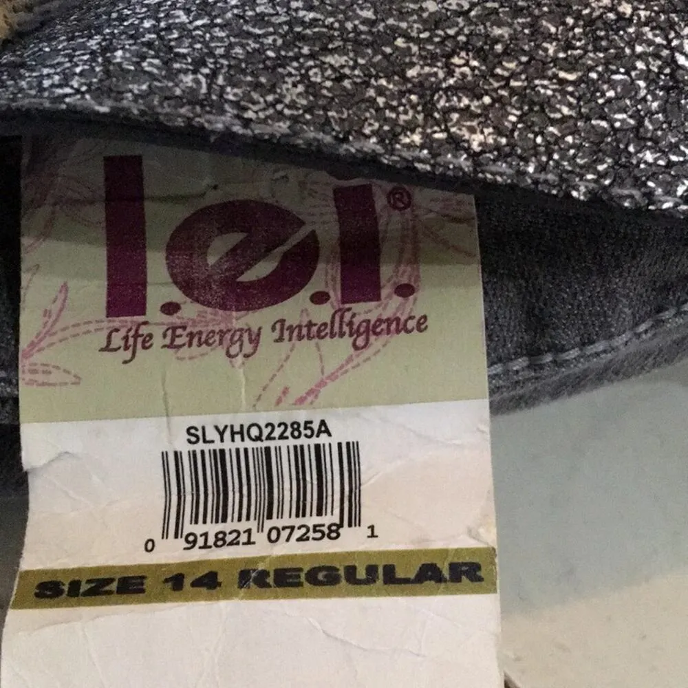 L.E.I. Denim Jeans Grey Wash Juniors 14 Low Rise Hiphugger Bootcut Stretch Belt - Image 7