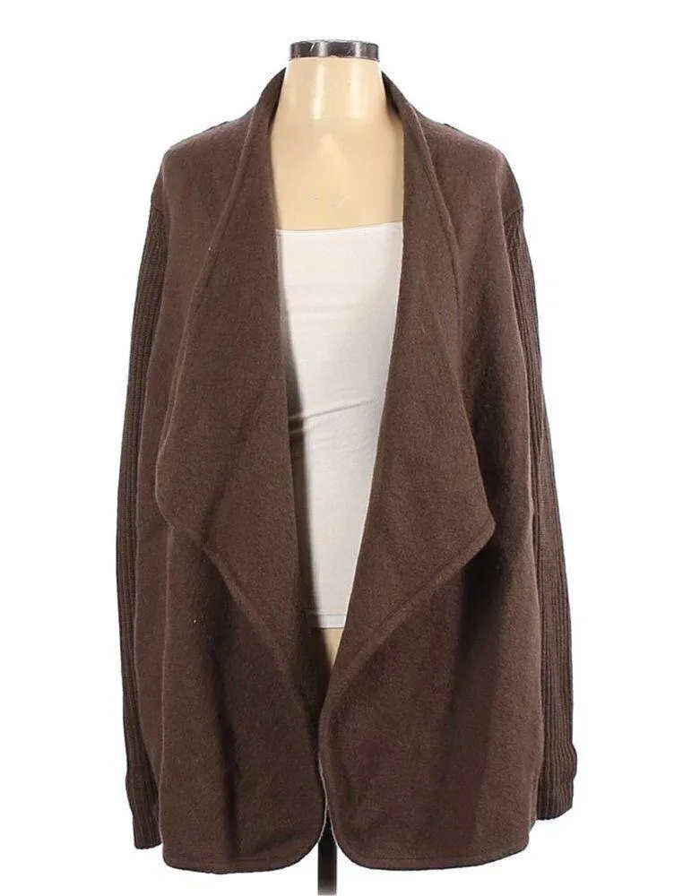 Vince Jacket Size L Thick Wool Open Front Brown Sugar Warm Cozy Neutral Earth - Image 4