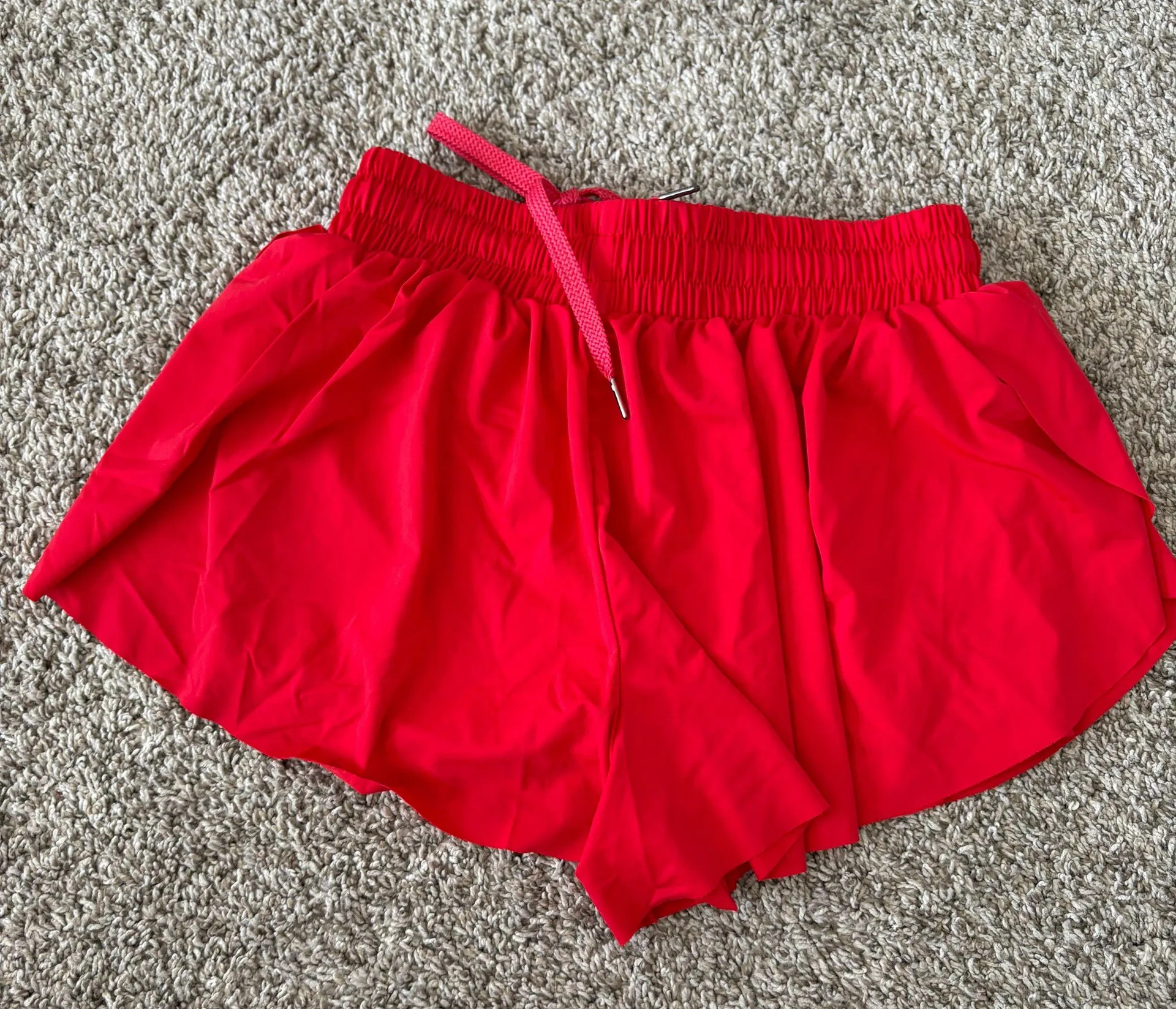 Red Flowy Athletic Shorts - Image 2