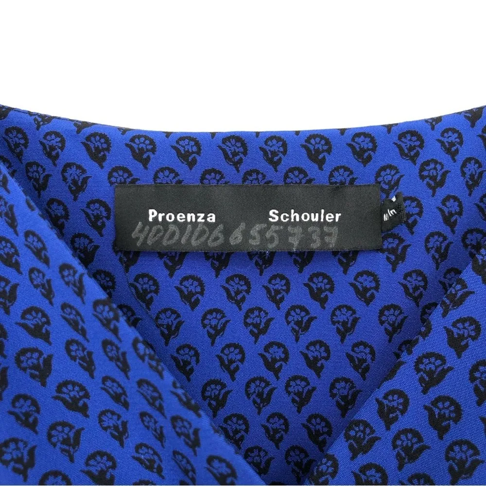 PROENZA SCHOULER Cami Long Floral Block Print Crepe De Chine Silk Dress Blue 2 - Image 7