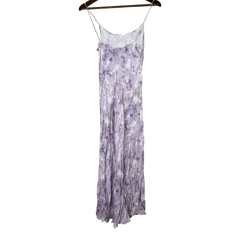 J. Crew Lavender Field Flora Obscura X Cupro Silk Blend Slip Midi Dress 2 Purple - Image 5