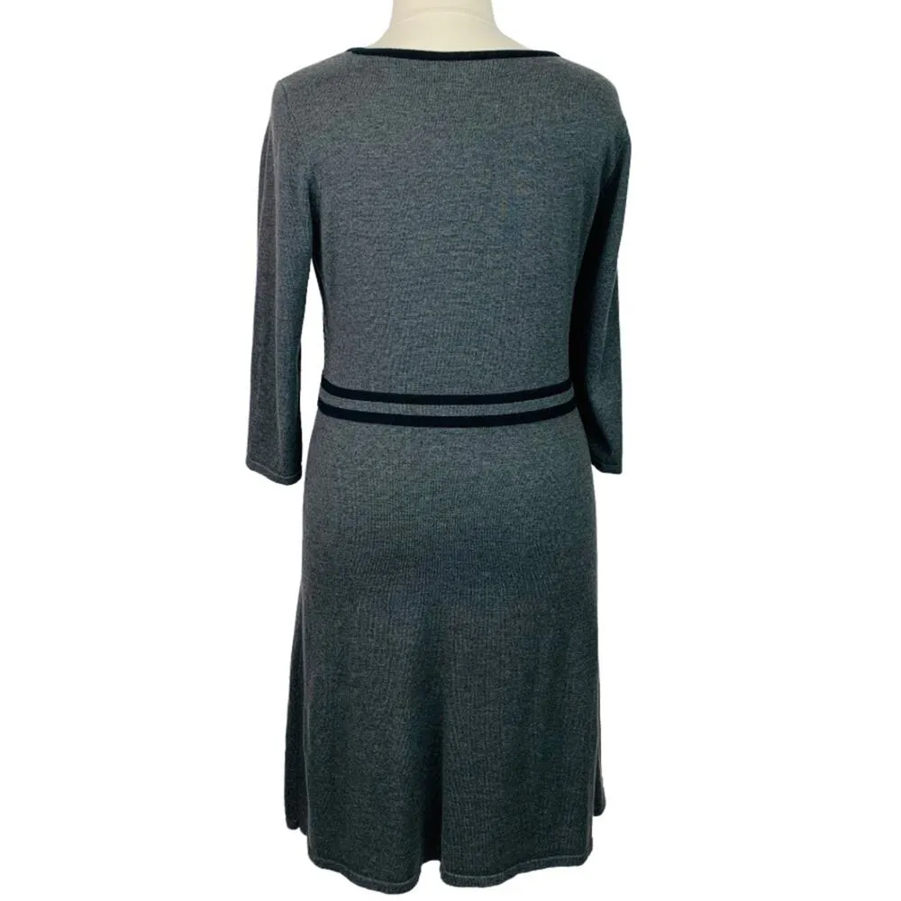 Jones New York Women's A-line Dress Sweater Gray Black Quarter Sleeves Size 14 - Image 11