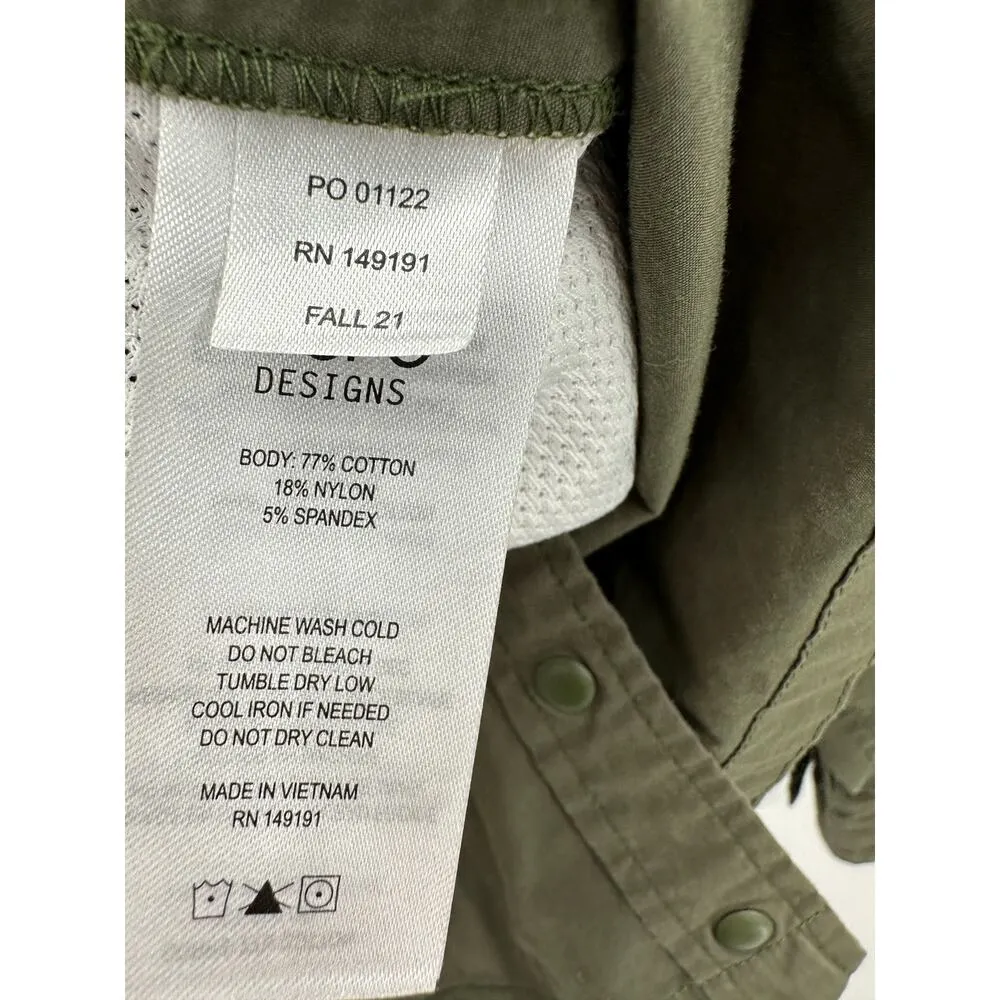 Topo Designs Button Down Shirt Women XS Olive Green Cropped Collar Cotton Nylon - Image 7