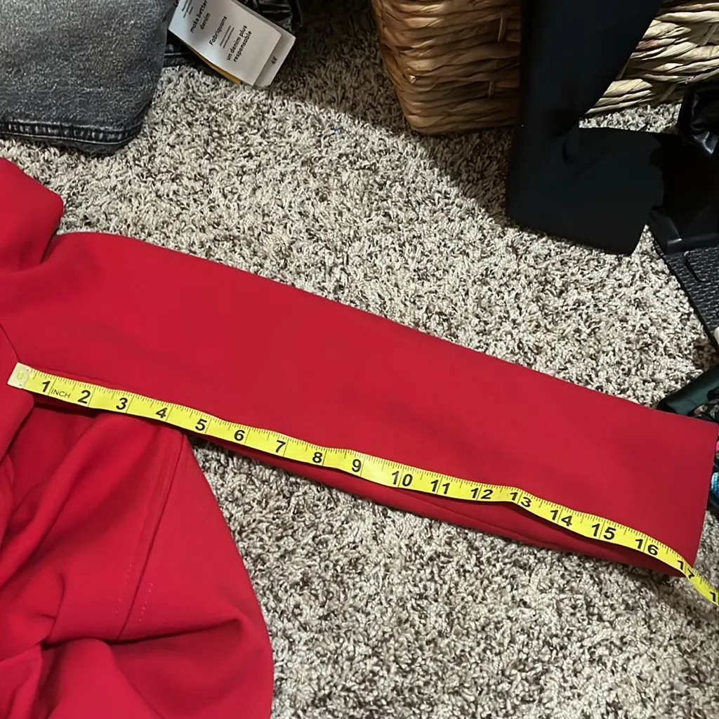 Zara red collarless coat - Image 5