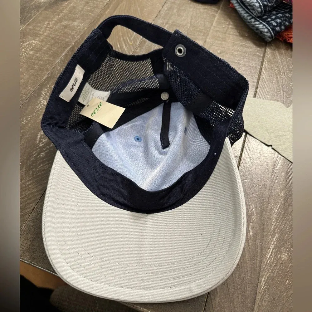 AERIE NWT Colorblock Blue Gray Baseball Cap Adjustable Back One‎ Size - Image 2