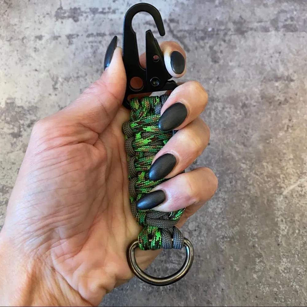 Paracord Keychain Handmade USA Unisex Sporty Green Grey NEW King Cobra - Image 4