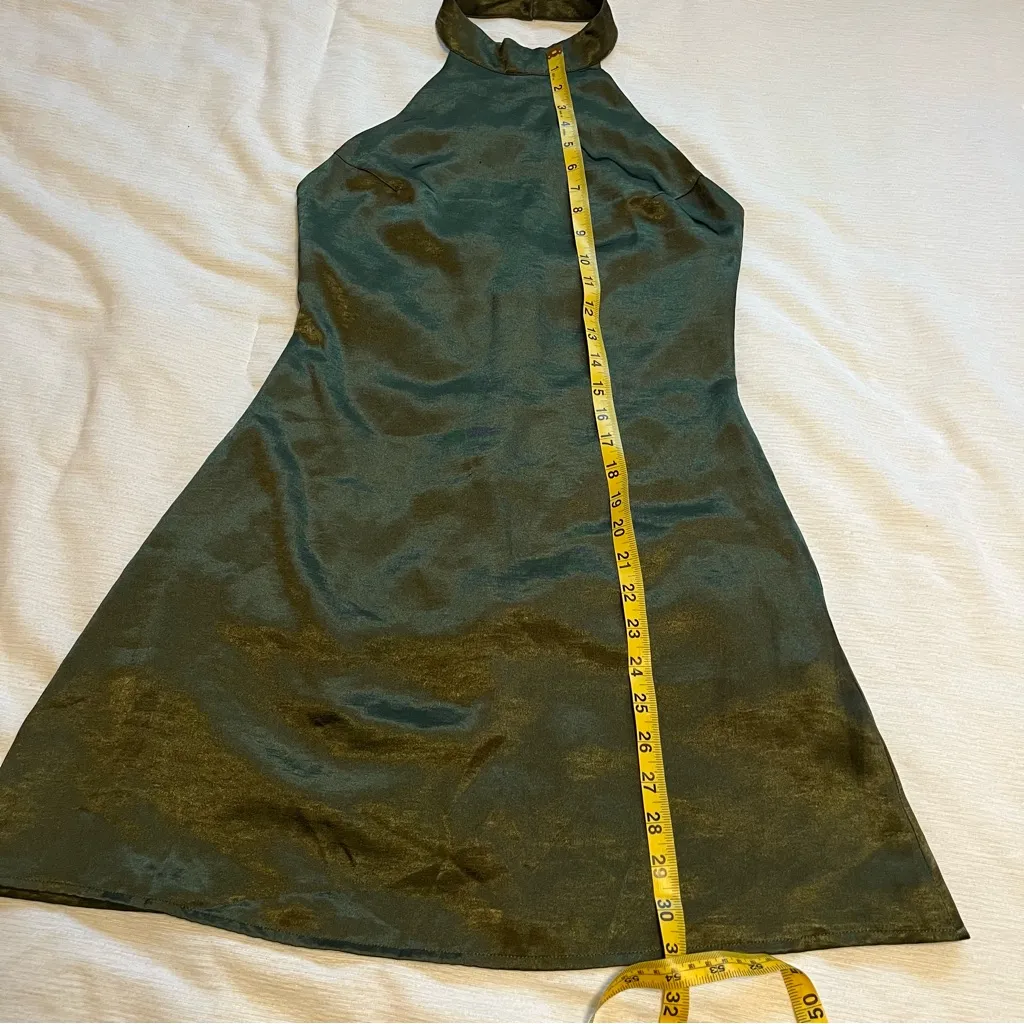 Urban Outfitters Delia Satin Green Halter Open Back Mini Dress - Image 5