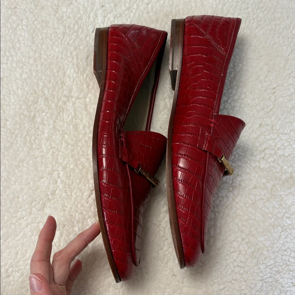 J. McLaughlin Red Loafers Gold Hardware Size 11 - Image 3