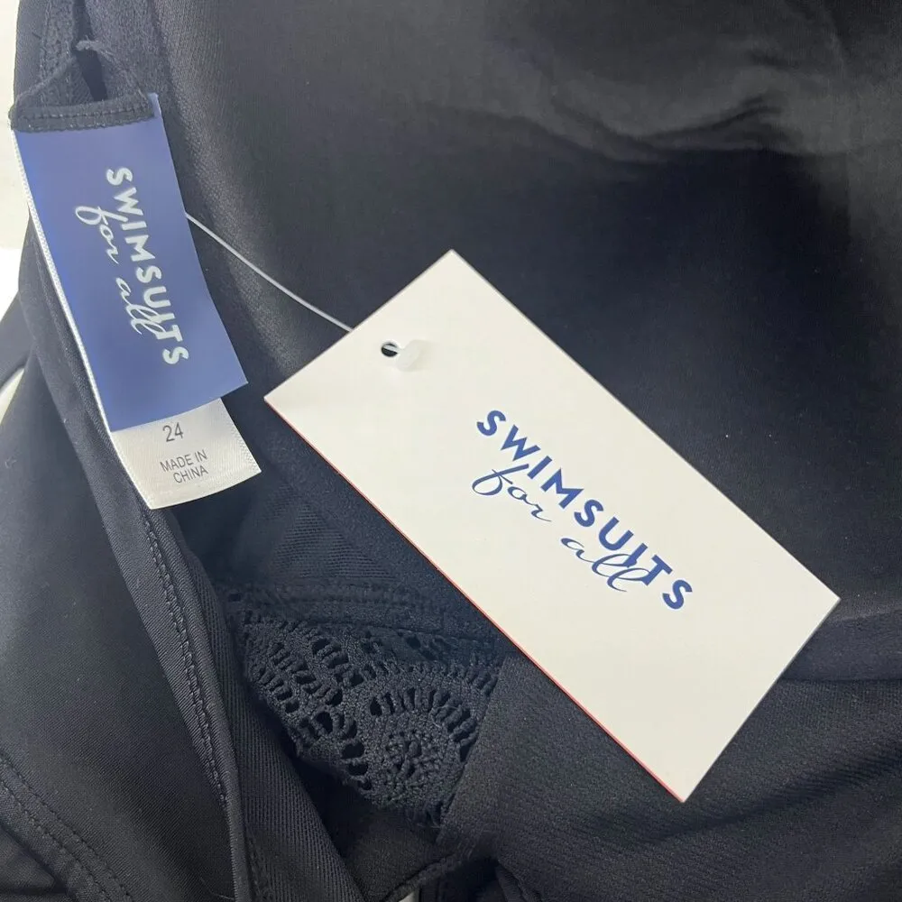 Swimsuits for All Black Backless Crochet Underwire One Piece Swimsuit Size 24 - Image 6