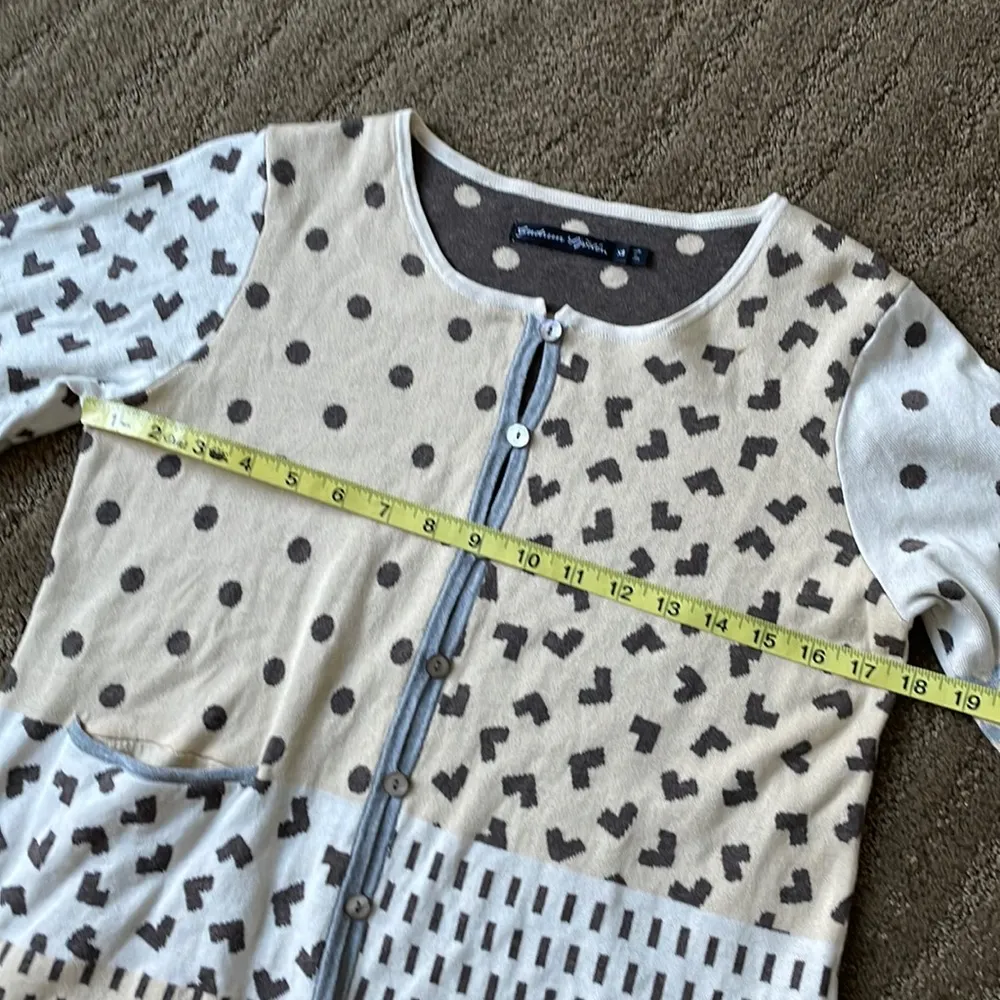 Gudrun Sjoden rare 100% organic cotton unique shapes hearts cardigan Brown Size XS - Image 3