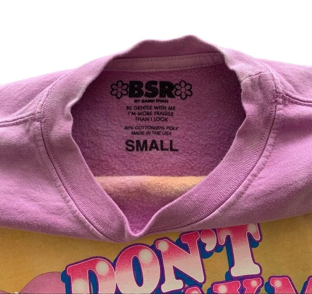 By Samii Ryan | Don’t Play Me Multicolor Tie Dye Cropped Sweatshirt Small Pink - Image 5