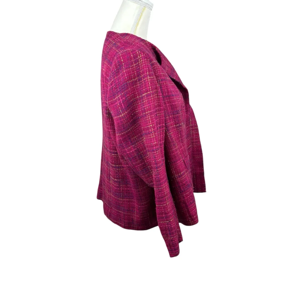 Fuchsia tweed open front blazer, size XL?, dressy, fall, office, party, elegant Multiple - Image 5