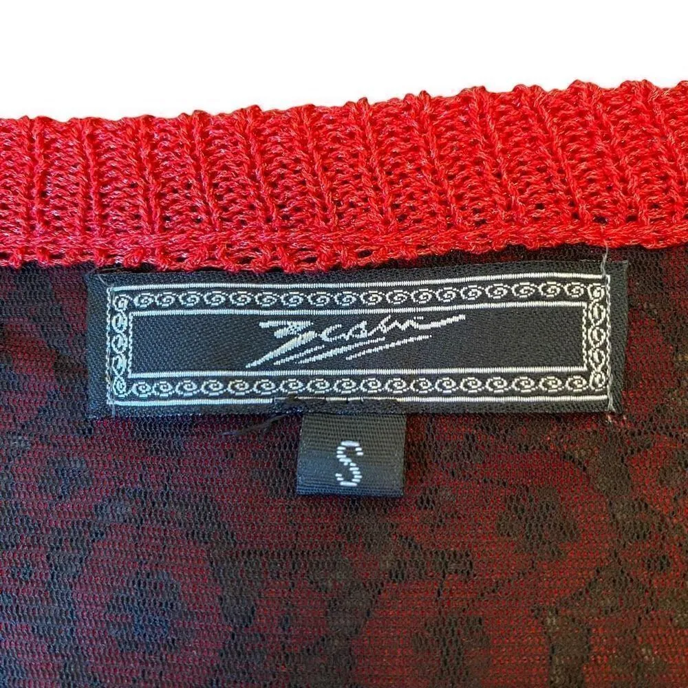 Women’s Long Sleeve Sheer Crewneck Blouse Red - Image 4