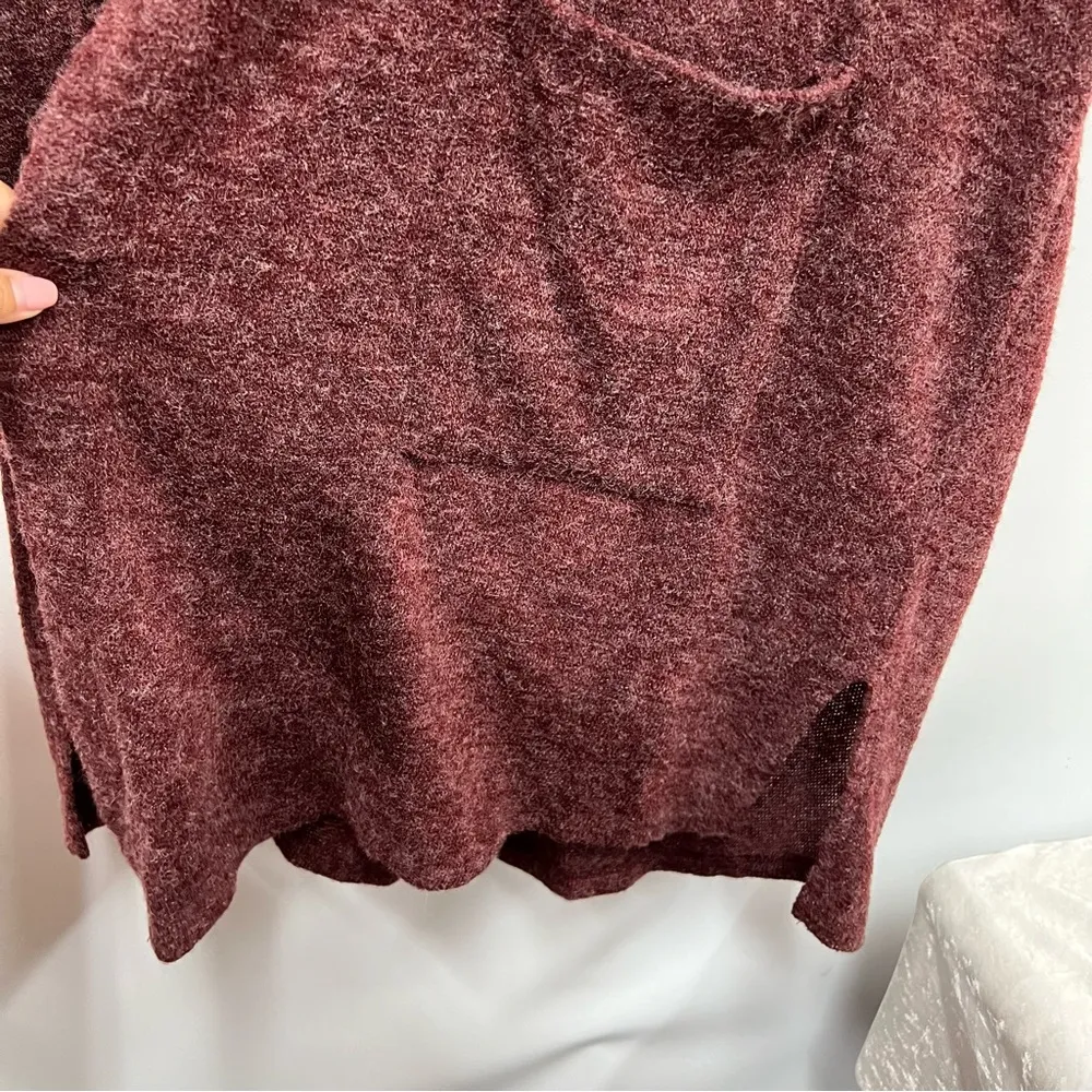 A.GAIN Angora Sweater Vest Womens Size L Burgandy Longline Pockets Boho Festival - Image 4