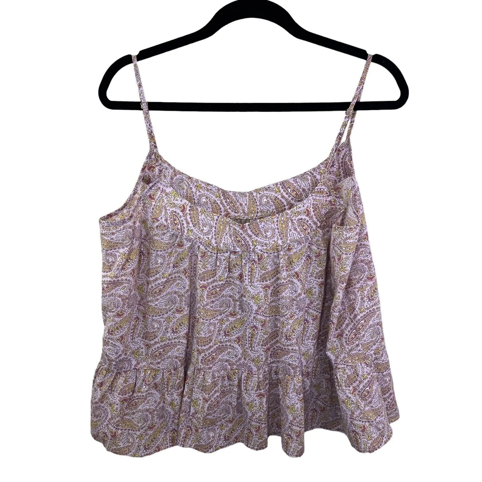 J. Crew Ruffle Tank Top Pink Paisley Large NWT Babydoll Cami Y2K Fairy Cottage - Image 2