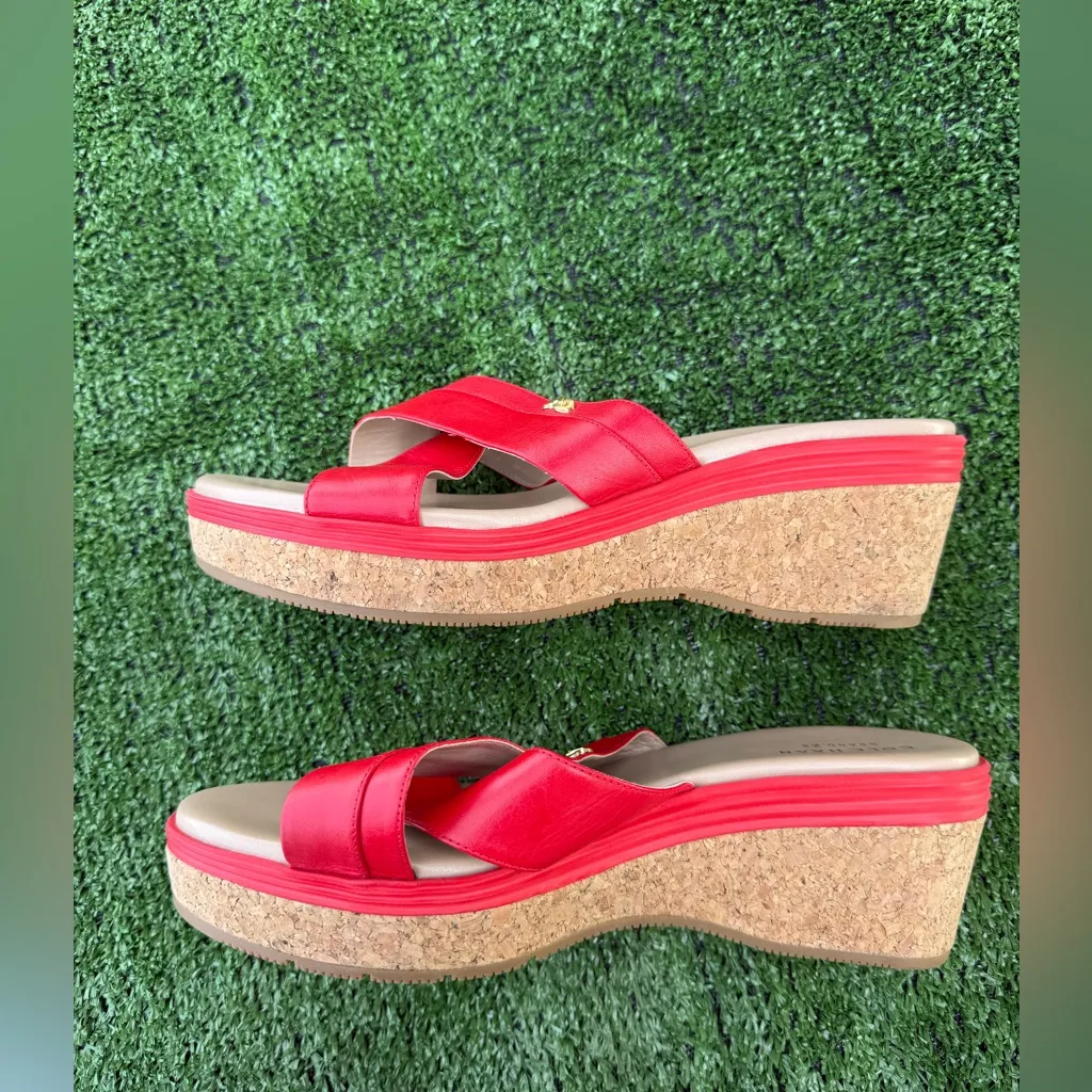 Cole Haan Red Women's Briella Grand II Wedge Slide Sandal Size 8.5B - Image 3