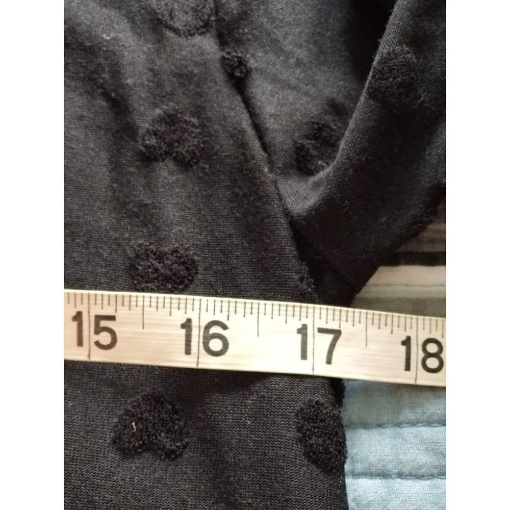 Bobeau Top Black V-Neck Long Sleeve Flocked Hearts Hi-Low Hem Womens Size (L) - Image 8