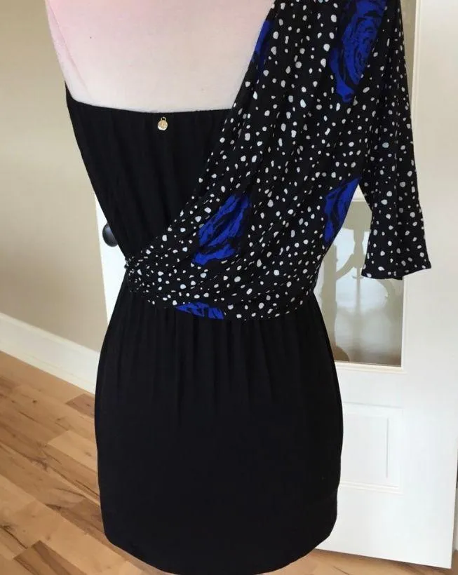 T Bags Los Angeles Dress One Shoulder Size Small Blue Black - Image 5