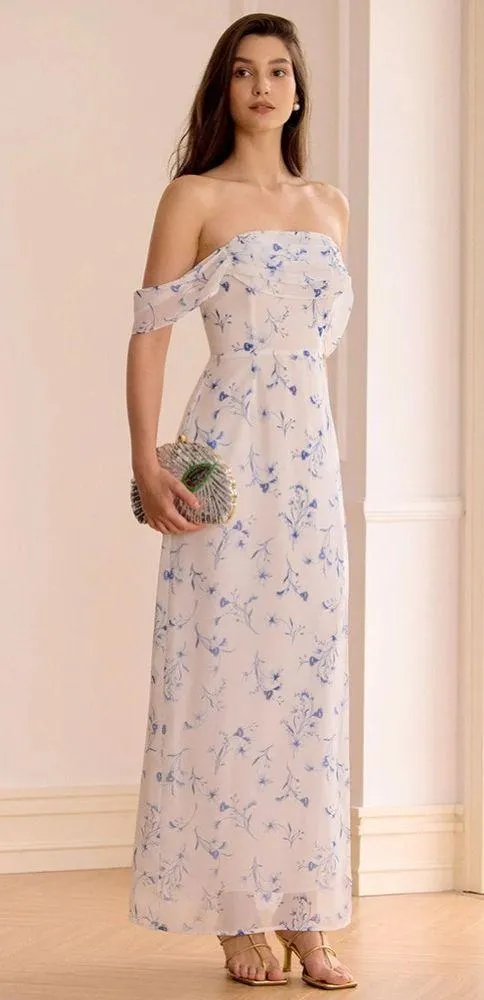 Rihoas White Floral Slit Strapless Maxi Dress Size M - Image 2