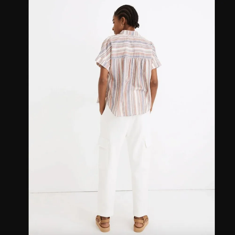 Madewell Linen-Blend Hilltop Shirt in Rainbow Stripe S - Image 4