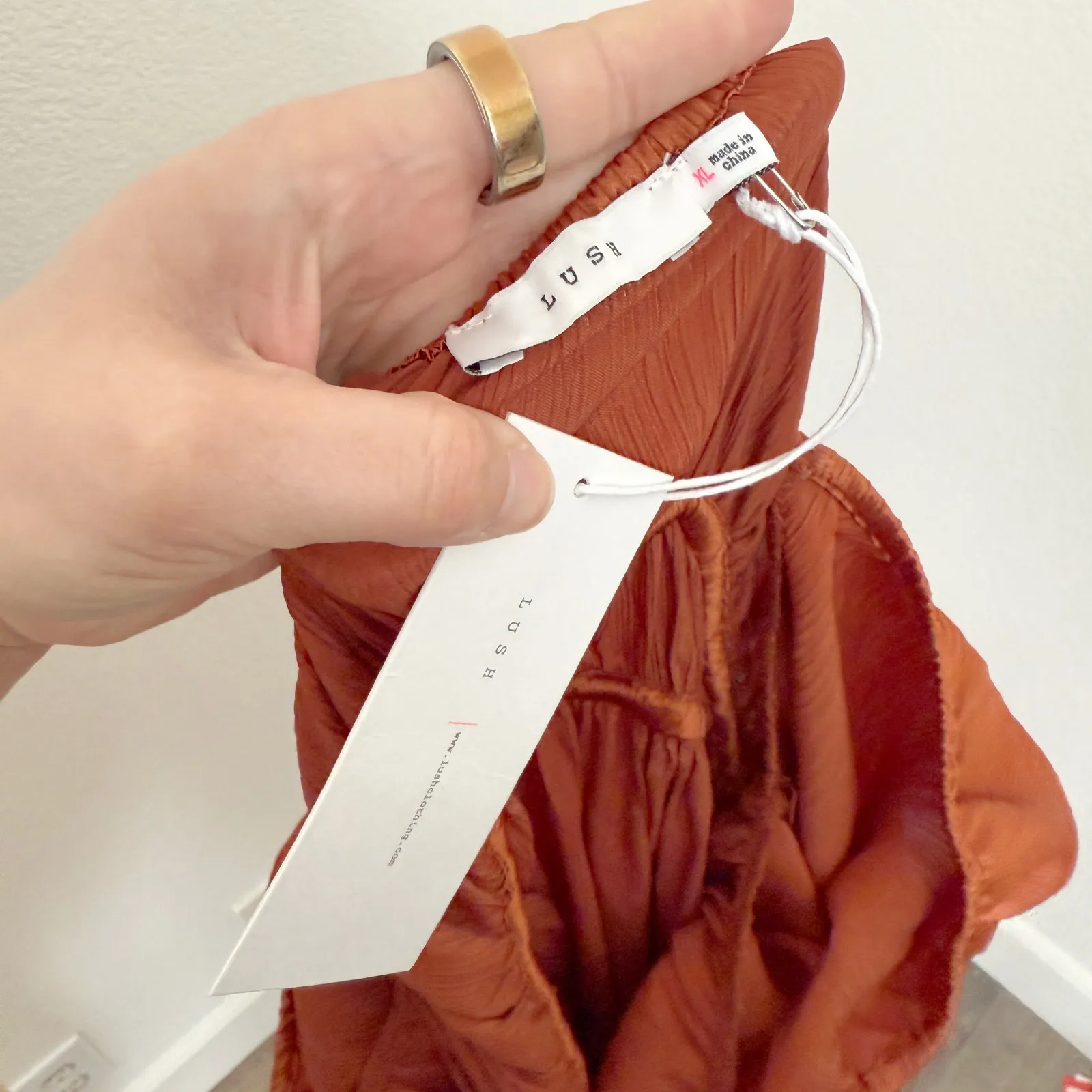 [Lulus] Lush Burnt Orange Juliet Satin Balloon Sleeve Boho Midi Dress NWT Sz XL - Image 11