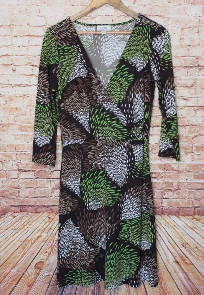 Ann Taylor LOFT | Abstract Faux Wrap V-Neck Dress - Image 2