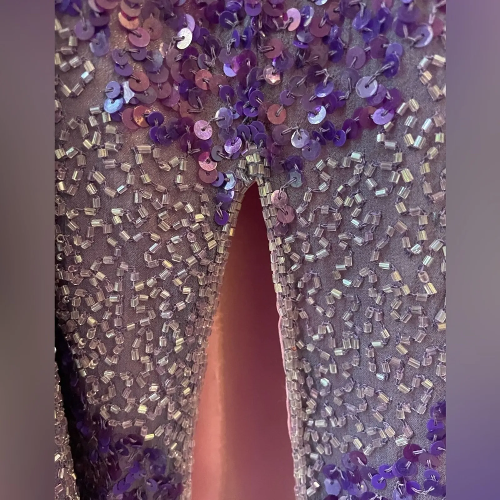 Y2K beaded purple prom dress striped Size L - Image 6