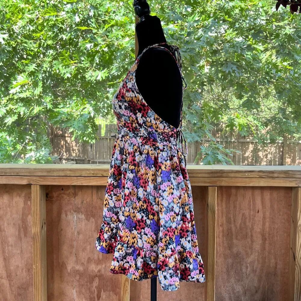 Urban Outfitters Naoi Strappy Mini Dress Colorful Floral Size M - Image 6