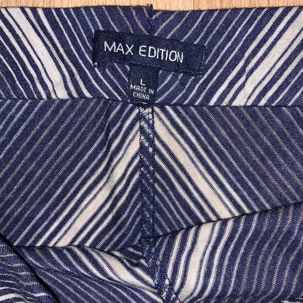 Max Edition Blue & Ivory Striped Stretch Maxi Skirt L - Image 3