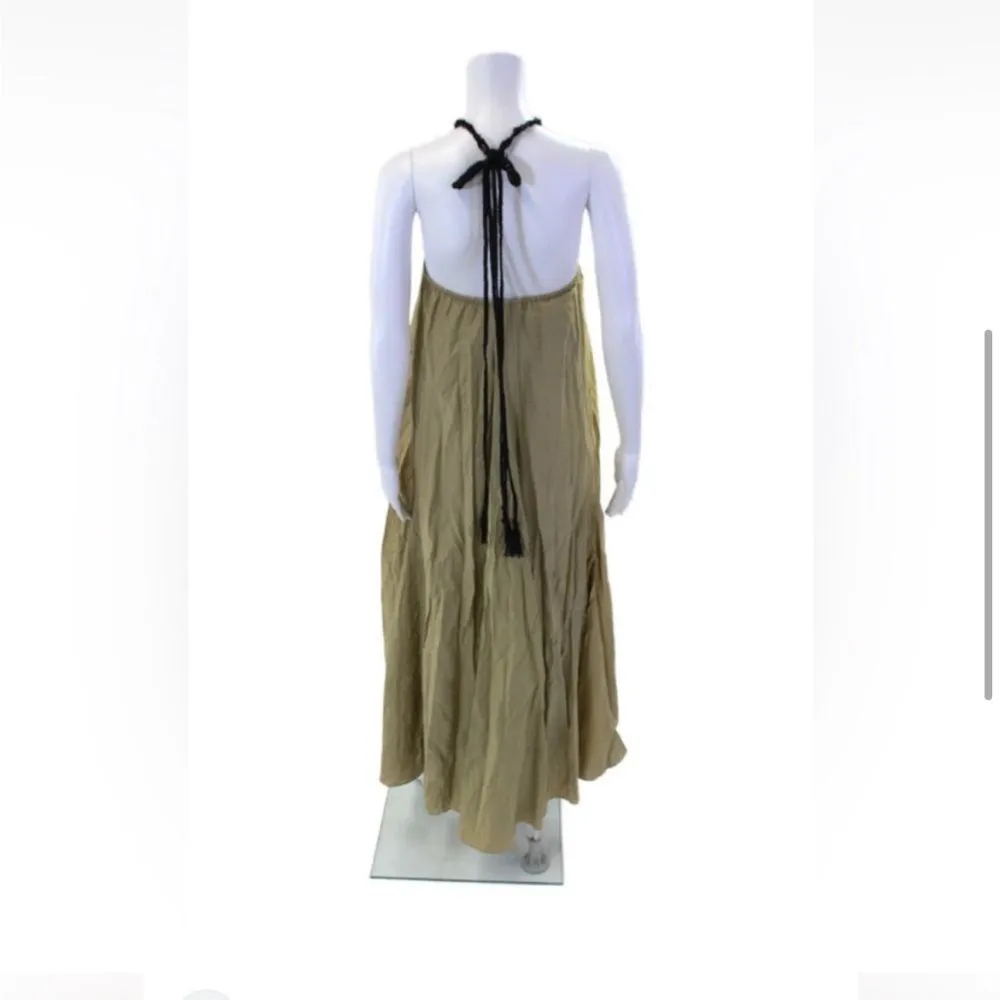 Maria Cher‎ Mariacher Womens Castex Joanne Halter Flowy Maxi Dress Boho Indie L Green Size L - Image 4