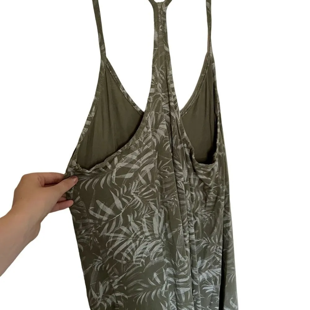 Luccas Beach and fun maxi dress summer sundress spaghetti straps leaves halter Green Size M - Image 4