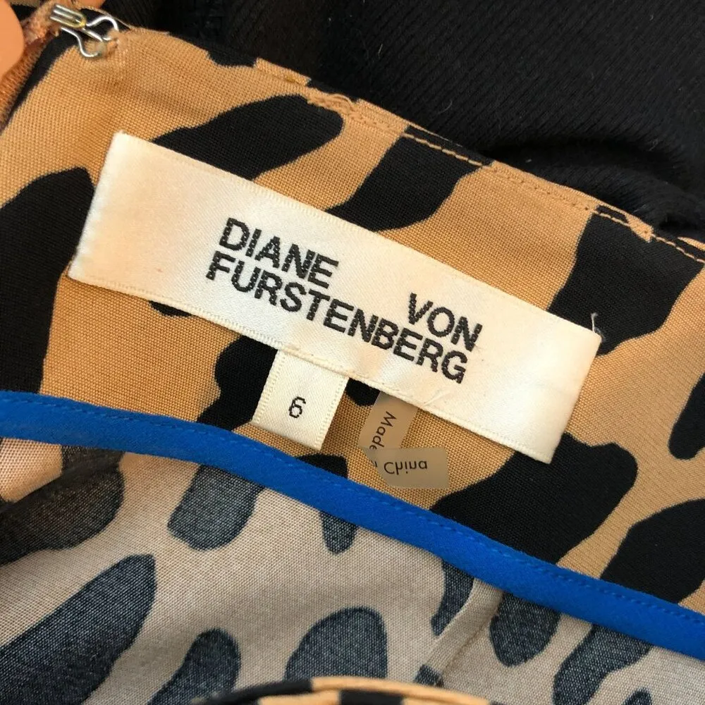 Diane Von Furstenberg Midi Pencil Skirt Slit Leopard Print Brown Black 6 - Image 5