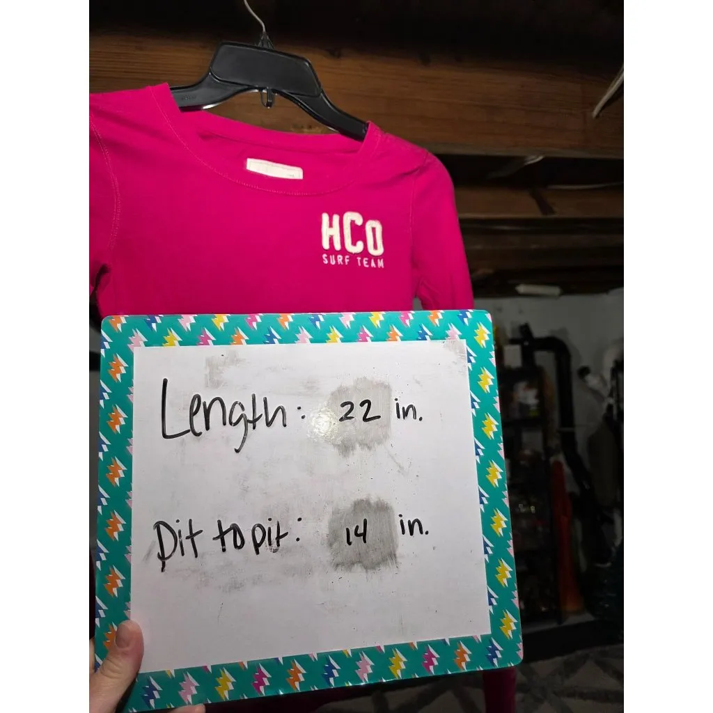 VTG Y2k Hollister Womens Pink Long Sleeve HCO Surf Team Tee Cotton Casual Sz XS - Image 7