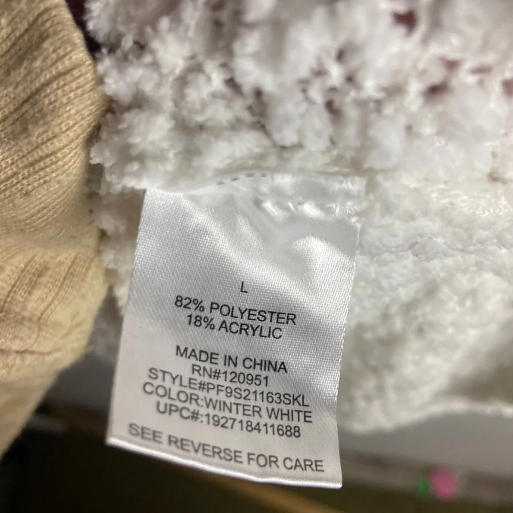 Pink Republic Size Large Cowl Neck White Popcorn Knit Sweater Cozy Chunky Winter - Image 5