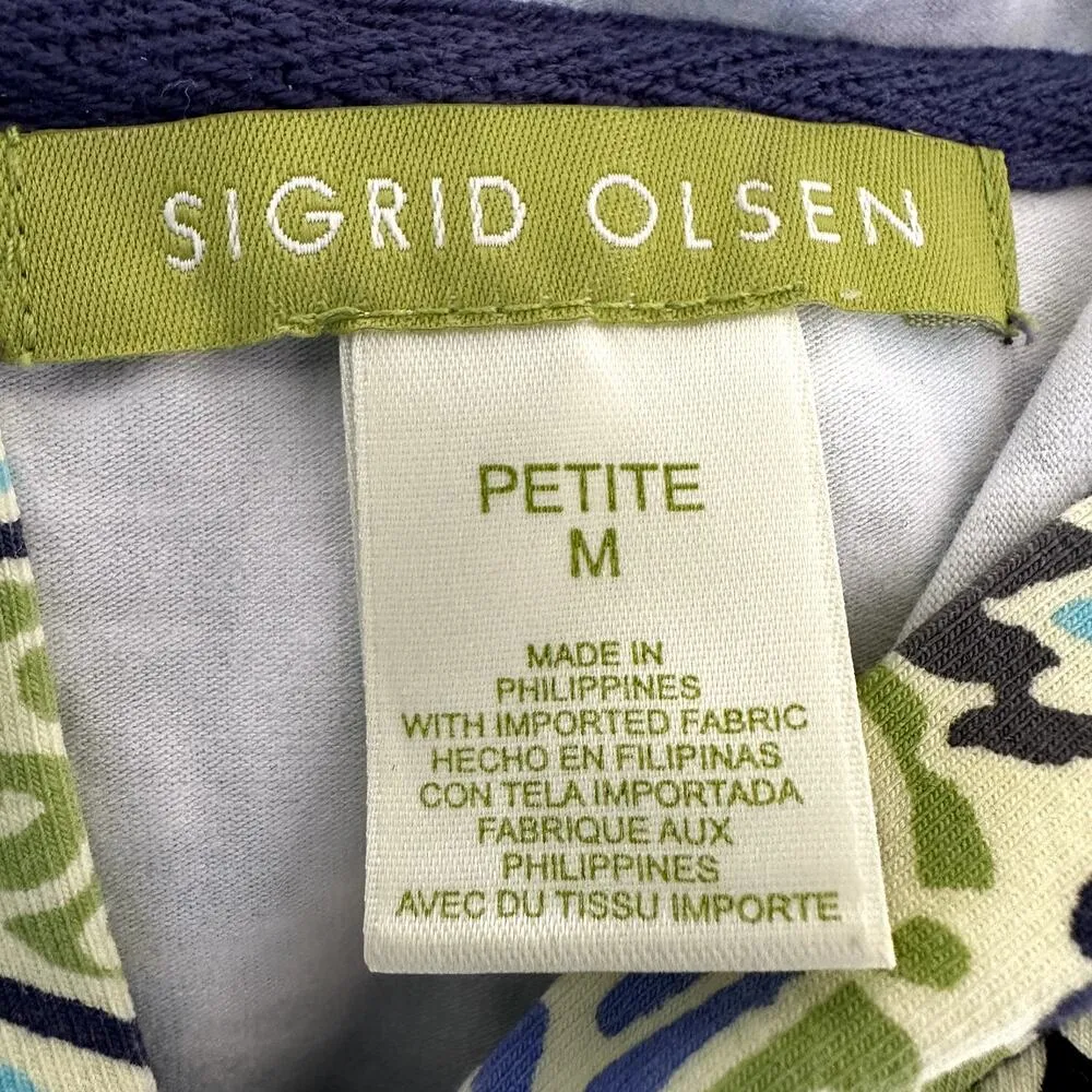 Sigrid Olsen Full Zip Hoodie Jacket Paisley Lime Life Floral Pocket Green Medium - Image 3