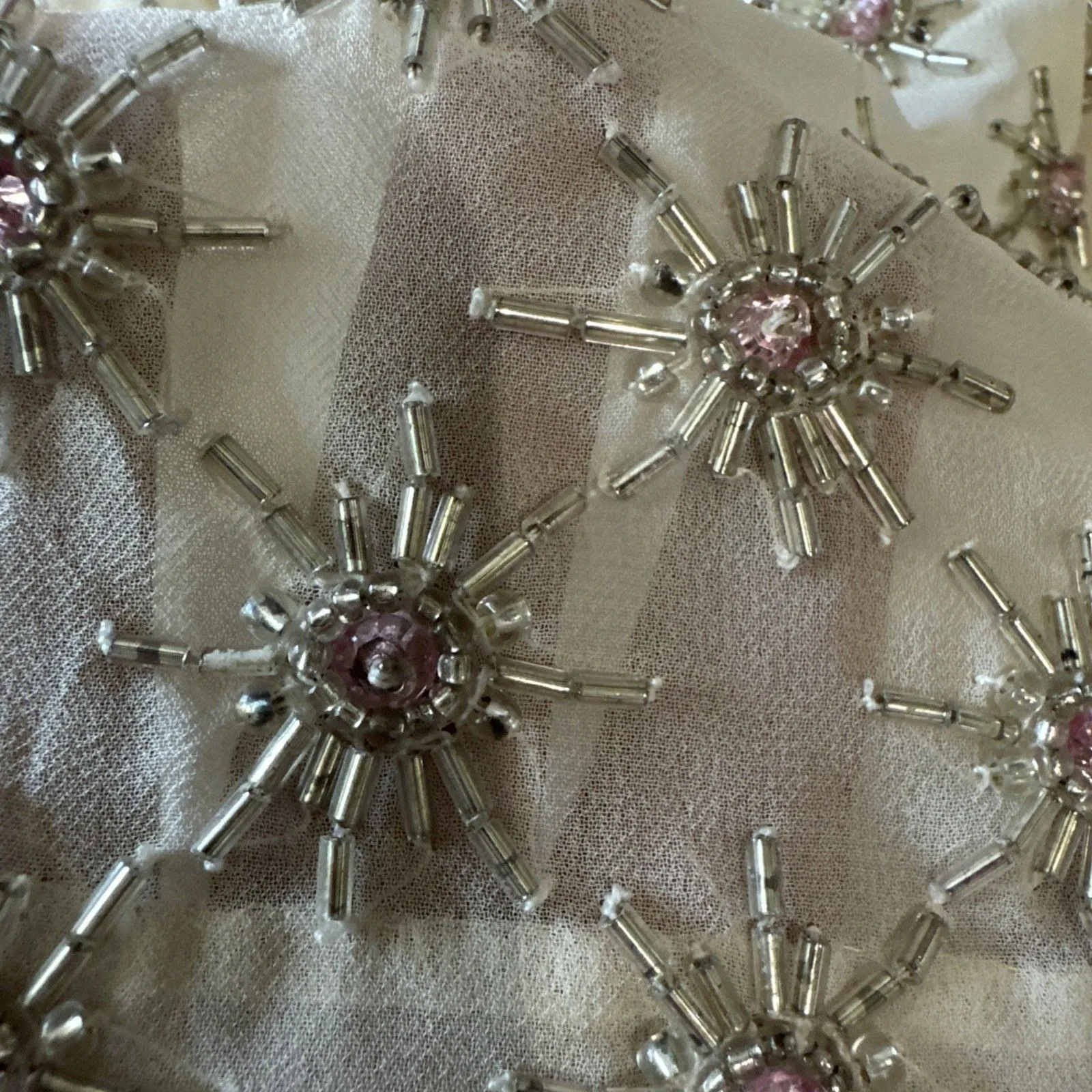 New Women’s Club Monaco Meri Beaded Jupe Handcrafted Mini Skirt Ivory/Beige Sz 0 - Image 3