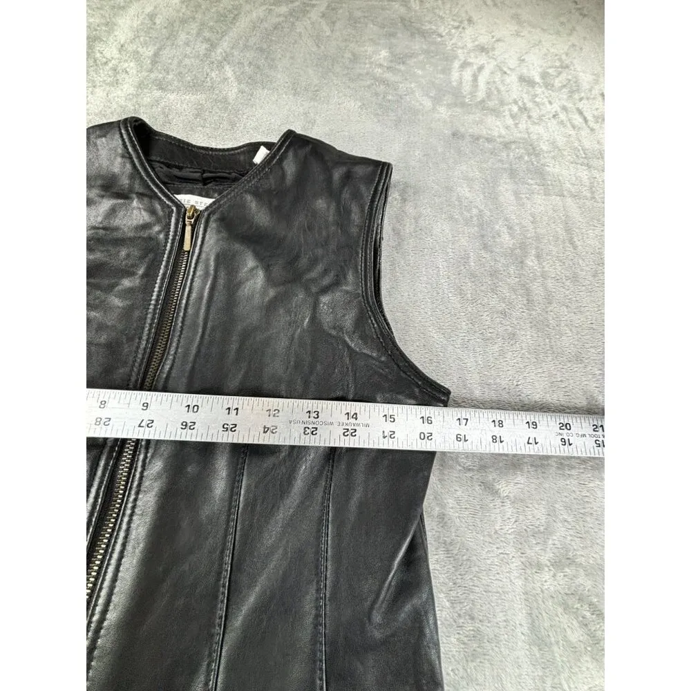 Valerie Stevens Leather Vest Black Zip-Front New Zealand Lambskin Womens 4 Biker - Image 7