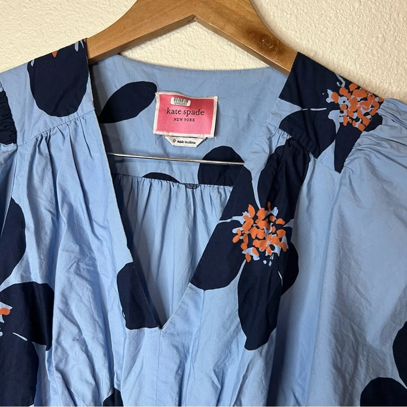 Kate Spade Blue Grand Flora Floral Flounce Mini Dress 0 - Image 5