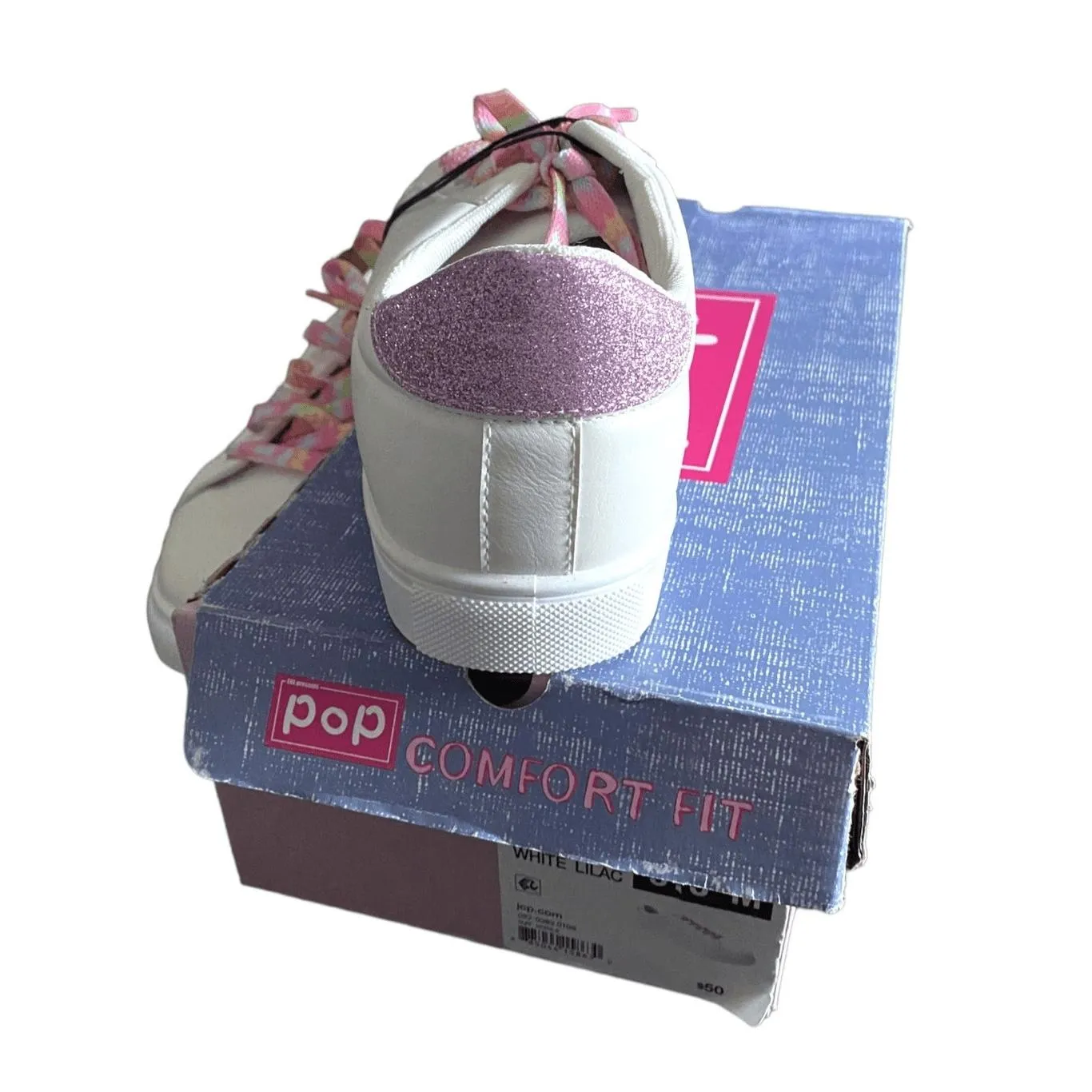 Pop Sneakers Womens White Rainbow Breezy Lace Up Comfort Athletic Size 9.5M - Image 5