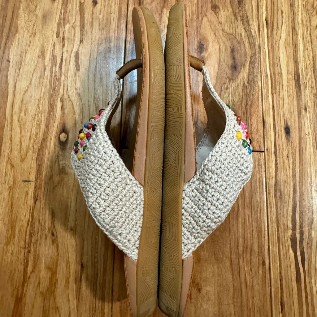 THE SAK Shana‎ Rainbow Wood Beaded Hand Crochet Sandals Size 6 Boho Thong - Image 5