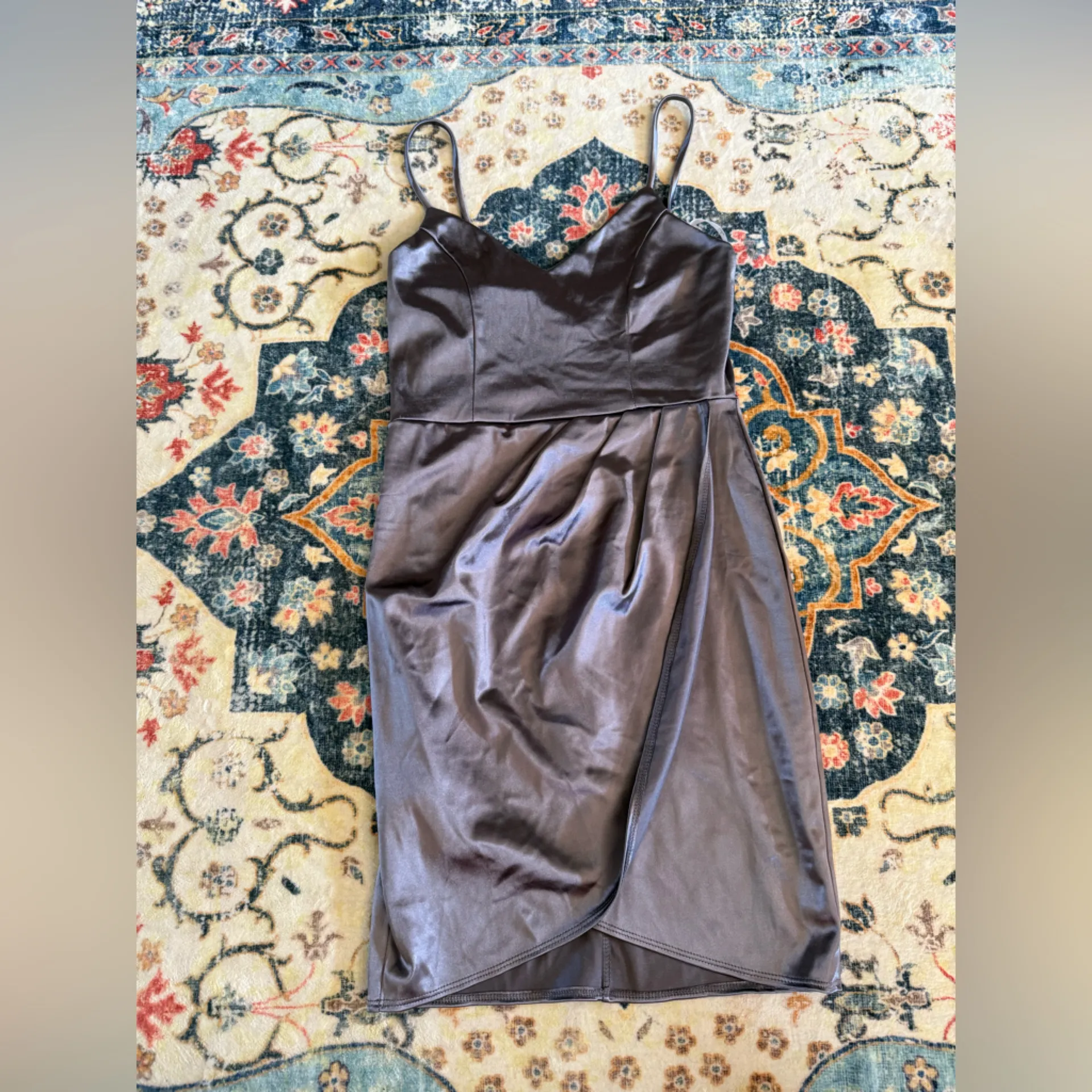 221 Lulu's Forever Your Girl Satin Bodycon Dress Purple Gray small - Image 3