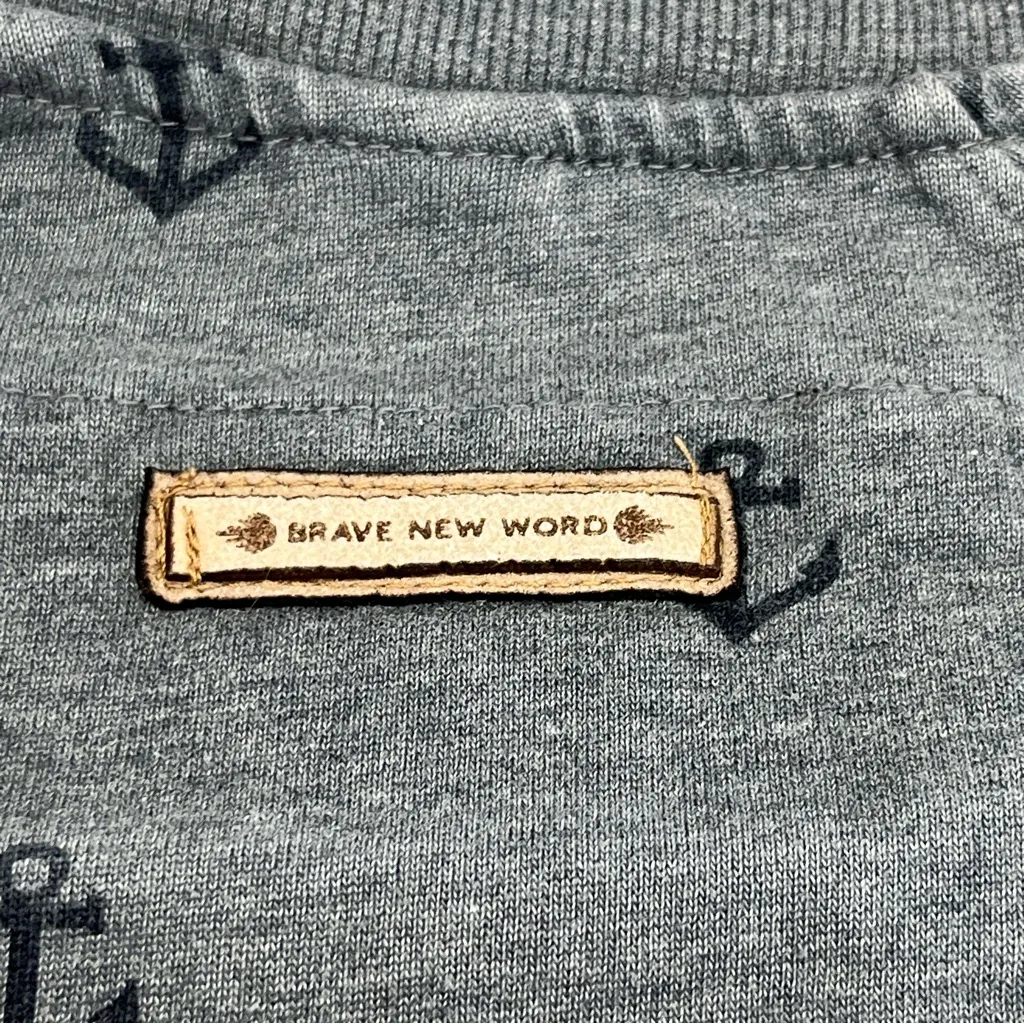 Naketano The Poet’s‎ Choice Womens Crewneck Sweatshirt Medium Blue Anchor *FLAW - Image 5