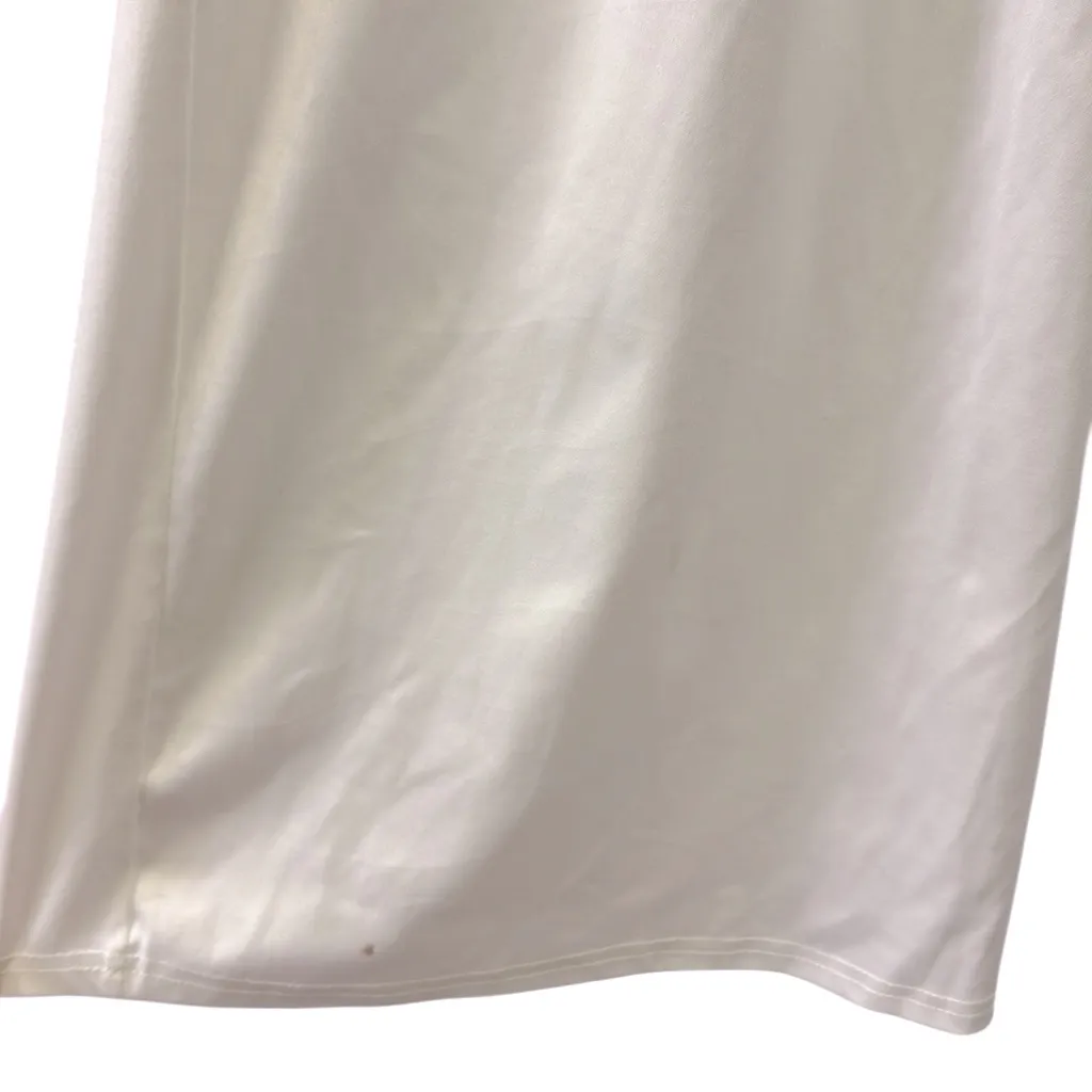 White Wide Leg High Waist Pull On Pants Pleated Front with Pockets Womens Medium - Image 8