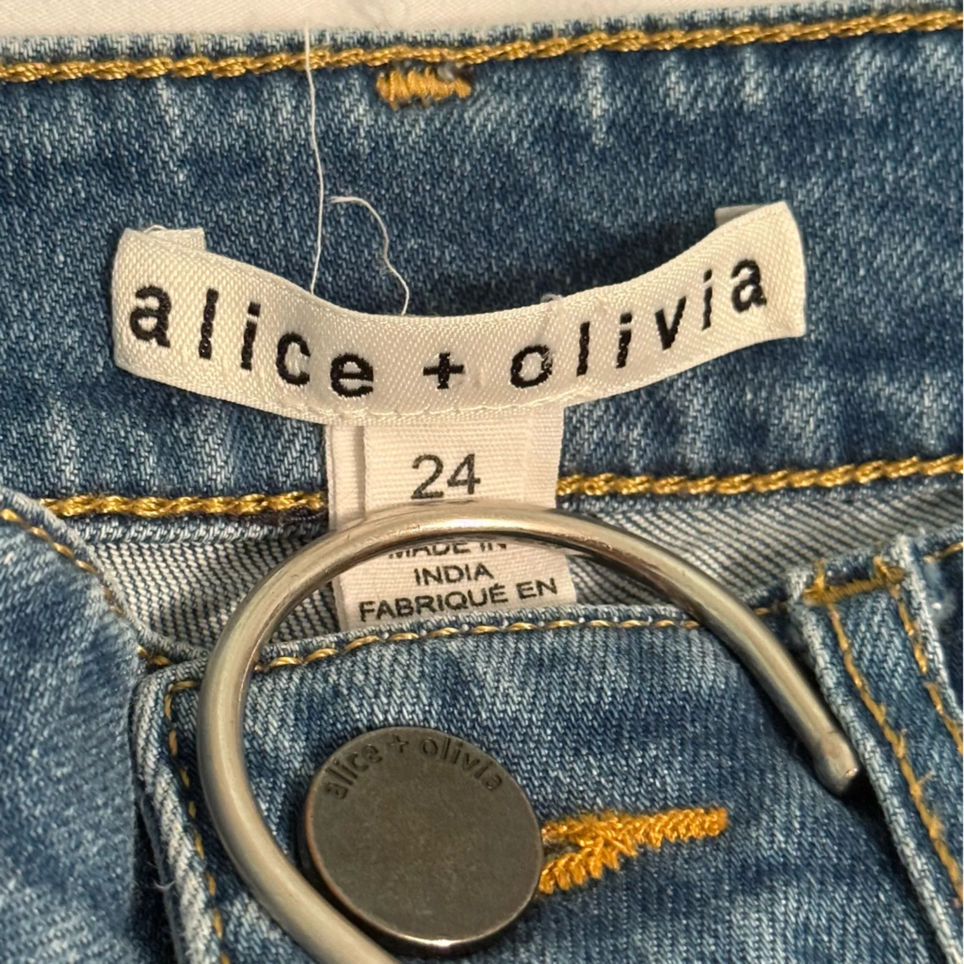 Alice and Olivia Bryce Cropped Whipstitch Jeans - Image 4