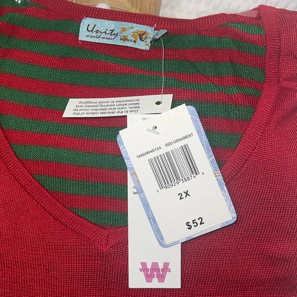 🎄 Unity Women's Sweater 2X Christmas Reindeer Rudolph Red Nose Bedazzled S… - Image 3