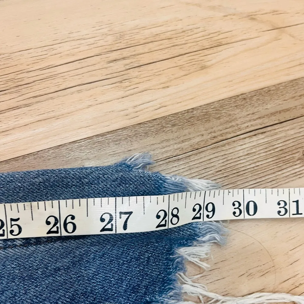 free people distressed raw hem hole straight leg jeans button fly sz 27 - Image 8