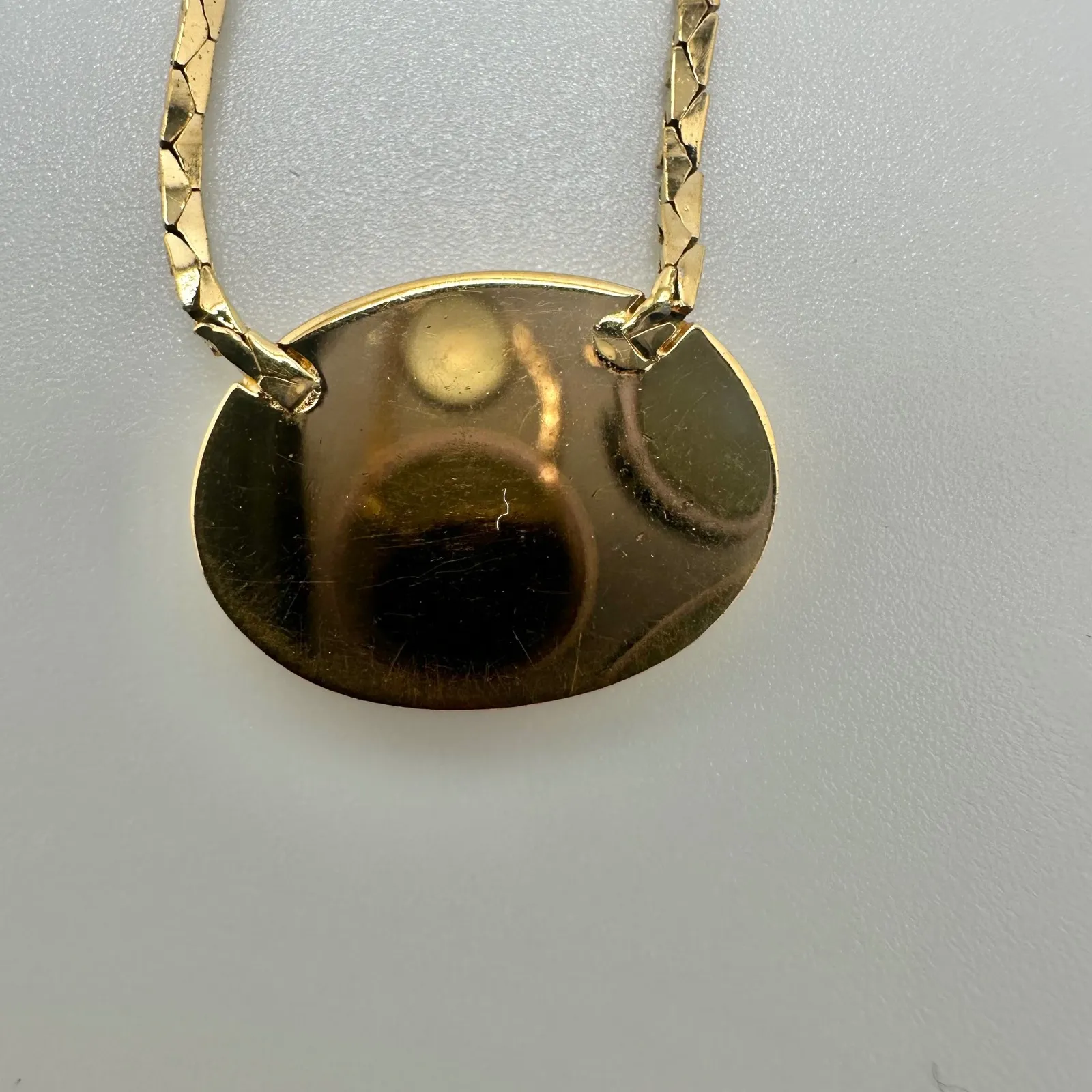 Christian Dior Necklace Gold Tone Rhinestone Logo Pendant Designer Jewelry - Image 5